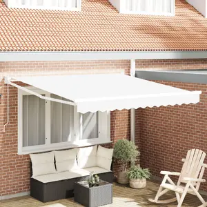Manuāla markīze VidaXL — nomaiņas audums 3,5 x 2,5 m rāmi, balts