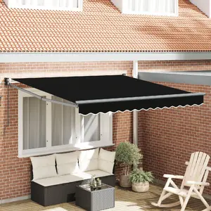 Запасная ткань для ручной выдвижной маркизы VidaXL 350x250 см, чёрная, для рамы 3,5×2,5 м