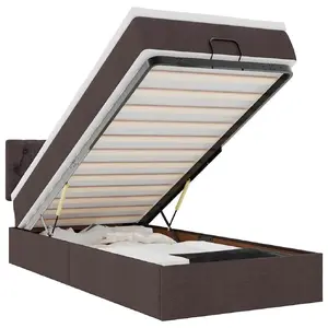 Кровать VidaXL 3312356 односпальная с матрасом, 90x193 см, нагрузка 140 кг, ткань, коричневая