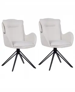 Dining chair set Beliani AVELAR - 2 swivel chairs, light beige upholstery, model 568519