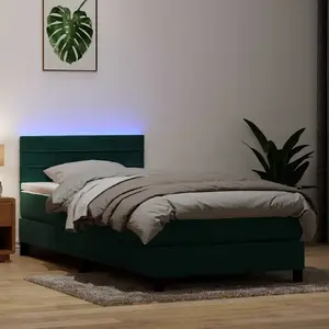 Континентальная кровать с матрасом VidaXL модель 3317004 — тёмно-зелёный бархат, матрас 80x220 см