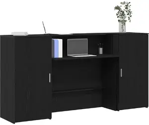 Recepcijas galds VidaXL modelis 3324215 melnā ozola — līmēta koka konstrukcija, 200x50x103,5 cm