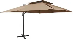 VidaXL karājams saulessargs ar dubultu kupolu taupe 400 x 300 cm