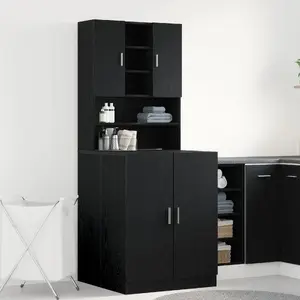 Шкаф для стиральной машины VidaXL 3332516, черный дуб, из инженерной древесины, комплект из 2 шт. (71.5x70.5x181.5 см / опция 91.5 см)