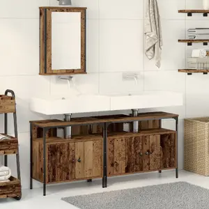 Bathroom vanity cabinet with custom sink VidaXL model 3332550, vintage style, engineered wood, single basin