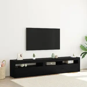 ТВ-тумба с LED-подсветкой VidaXL 3332494, набор из 2 шкафчиков, цвет чёрный дуб, имитация дерева