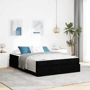 Каркас кровати VidaXL модель 3399496, тканевая обивка, черный, для матраса 140 x 200 см