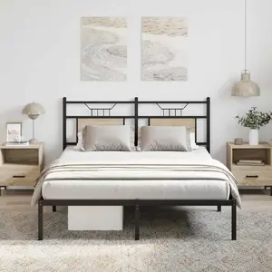 Каркас кровати VidaXL Full Sonoma Oak из шпонированной ДСП и стали