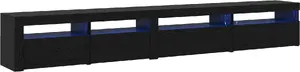 TV cabinet set VidaXL with built-in LED lights, black oak engineered wood, 3-piece set (includes 2 cabinets 75x35x40 cm)