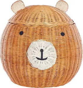 Wicker Basket Bear-shaped Beliani HIMBA rattan natural — decorative storage basket