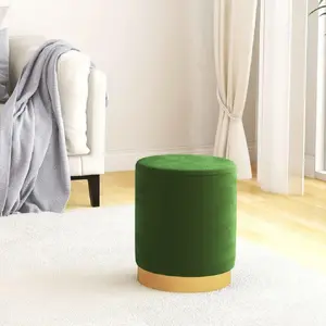 Stool with Storage VidaXL model 340283, round, green velvet upholstery