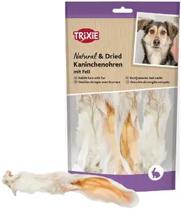 Лакомство для собак Trixie — кроличьи уши с шерстью, 100 г