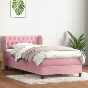 Континентальная кровать с матрасом VidaXL Lumarko 80x220 см, розовая
