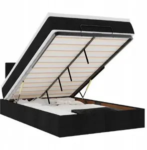 Кровать-оттоман VidaXL с матрасом и LED, чёрная, 120x190 см, ткань Lumarko