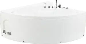 Corner bathtub Beliani PELICAN with LED and hydromassage, white