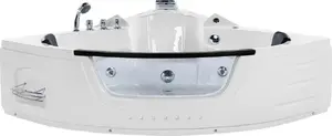 Corner bathtub Beliani MARTINICA with LED and hydromassage 198 x 144 cm, white
