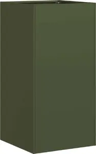 Flower planter VidaXL model 860706, rolled cold steel, olive, 40x40x80 cm