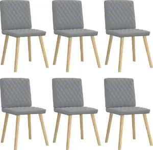 Chair set VidaXL 6 pcs light grey fabric upholstered dining chairs model 3315491