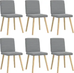 Dining Chairs set of 6 VidaXL model 3315544, light gray upholstered fabric, padded seat and back