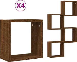Настенные полки VidaXL Cube набор 4 шт Коричневый дуб 30x15x30 см