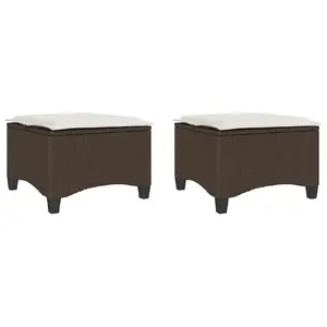 Pufs/ottomans VidaXL modelis 4108247 — 2 gab. komplekts, brūns poliratan, ar spilveniem