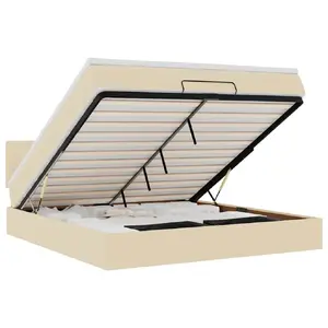 Gulta VidaXL 3312317 ar matraci, auduma apdare, nestspēja 140 kg, rāmis 1440×2030 mm