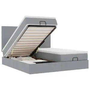 Кровать VidaXL 3314590 с тканевой обивкой, грузоподъёмность 280 кг, для матраса 200x200 см