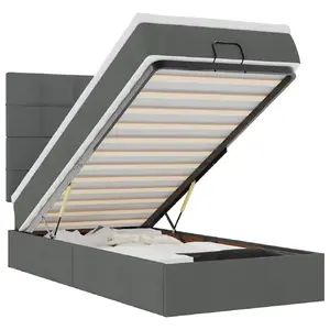 Gulta VidaXL 3313155 ar matraci, auduma apdare, 140x190 cm, maksimālā slodze 280 kg
