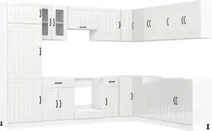 Kitchen cabinet set VidaXL Lucca 14-piece in white — modular kitchen storage components