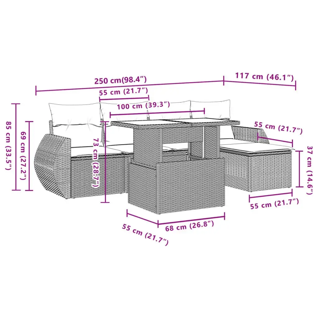 VidaXL 3268503 уличный комплект мебели 6 предметов Photo 10