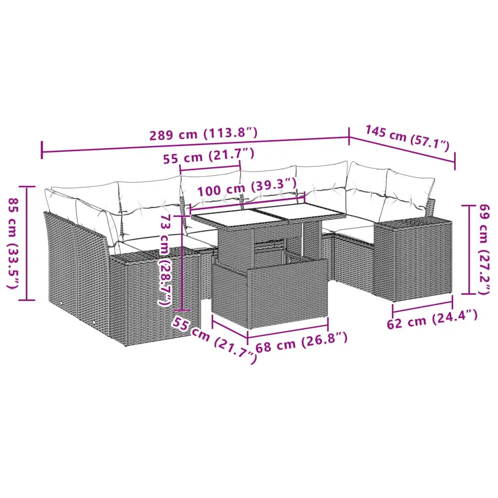 VidaXL āra mēbeļu komplekts 3326764, 8 daļas Photo 10
