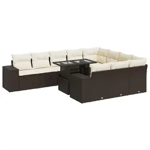 Outdoor furniture set VidaXL 3326874 — 11-piece rattan PE garden furniture with cushions