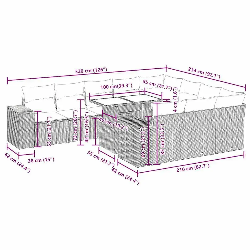 VidaXL 3326874 11-piece outdoor furniture set Photo 14