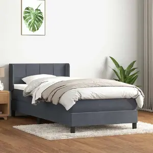 Континентальная кровать с матрасом VidaXL 3318094, темно‑серый бархат, 80x210 см