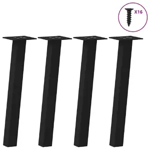 Table Legs VidaXL 4012484, Metal Black, Set for Indoor Tables, Height 300 mm