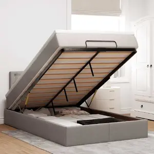 Каркас кровати с оттоманкой и матрасом VidaXL 120x200 см ткань тауп