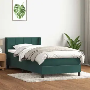 Континентальная кровать VidaXL модель 3318138 с матрасом, темно-зеленый бархат, 80x220 см