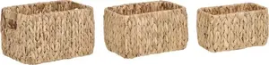 Wicker Basket Set Beliani HANOI — 3-piece water hyacinth baskets, light color