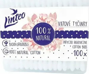 Kokvilnas kociņi Linteo 100 gab. kastītē — vienreizlietojami kosmētikas un higiēnas kociņi