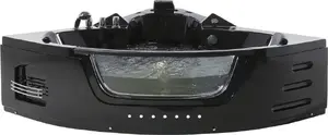 Corner bathtub Beliani MARTINICA with LED and hydromassage, model 189382, 144 x 144 cm, black