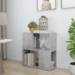 Книжная полка VidaXL модель 809066, бетонно-серый ДСП, 60x24x63 см