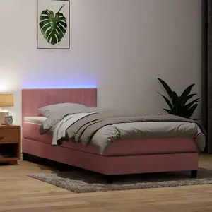 Континентальная кровать с матрасом VidaXL модель 3317102, розовая, 80x220 см