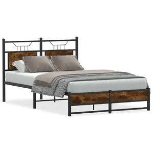 Каркас кровати VidaXL 4106905, дубовый оттенок, ширина 126× длина 196 см, высота 91,5 см