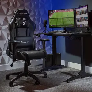 PC spēļu krēsls X Rocker 2023027 — polsterēts sēdeklis, max svars 100 kg, regulējams augstums