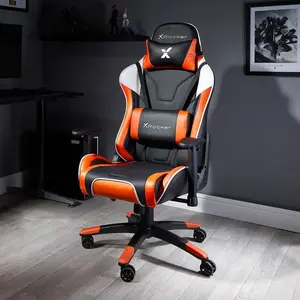 PC spēļu krēsls x rocker Agility eSports — polsterēta sēdvieta un atzveltne, melna/oranža/balta