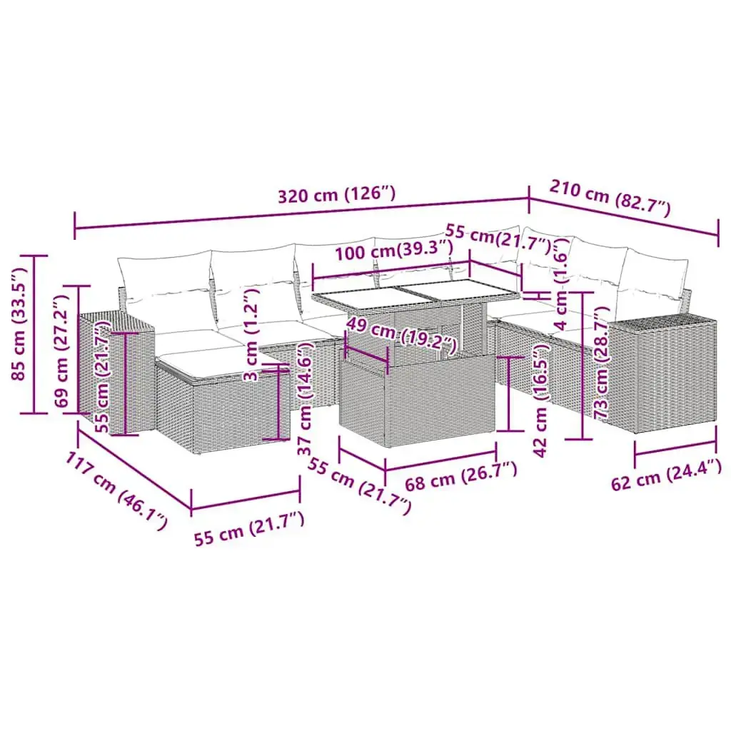 VidaXL набор уличной мебели 3326854 — 9 предметов Photo 16