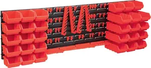 Wall Panel Organizer 80 Pieces VidaXL, red-black, modular storage bins and hooks