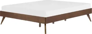 Деревянная кровать Beliani BERRIC 160 x 200 см тёмная – деревянный каркас, основание под матрас