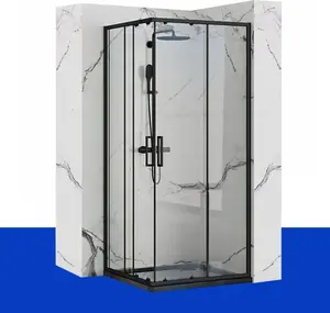 Shower Cabin REA Punto Black 80x80, REA-K4800, square corner shower enclosure