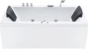 Corner bathtub Beliani VARADERO left with LED and hydromassage, 183 x 90 cm, white